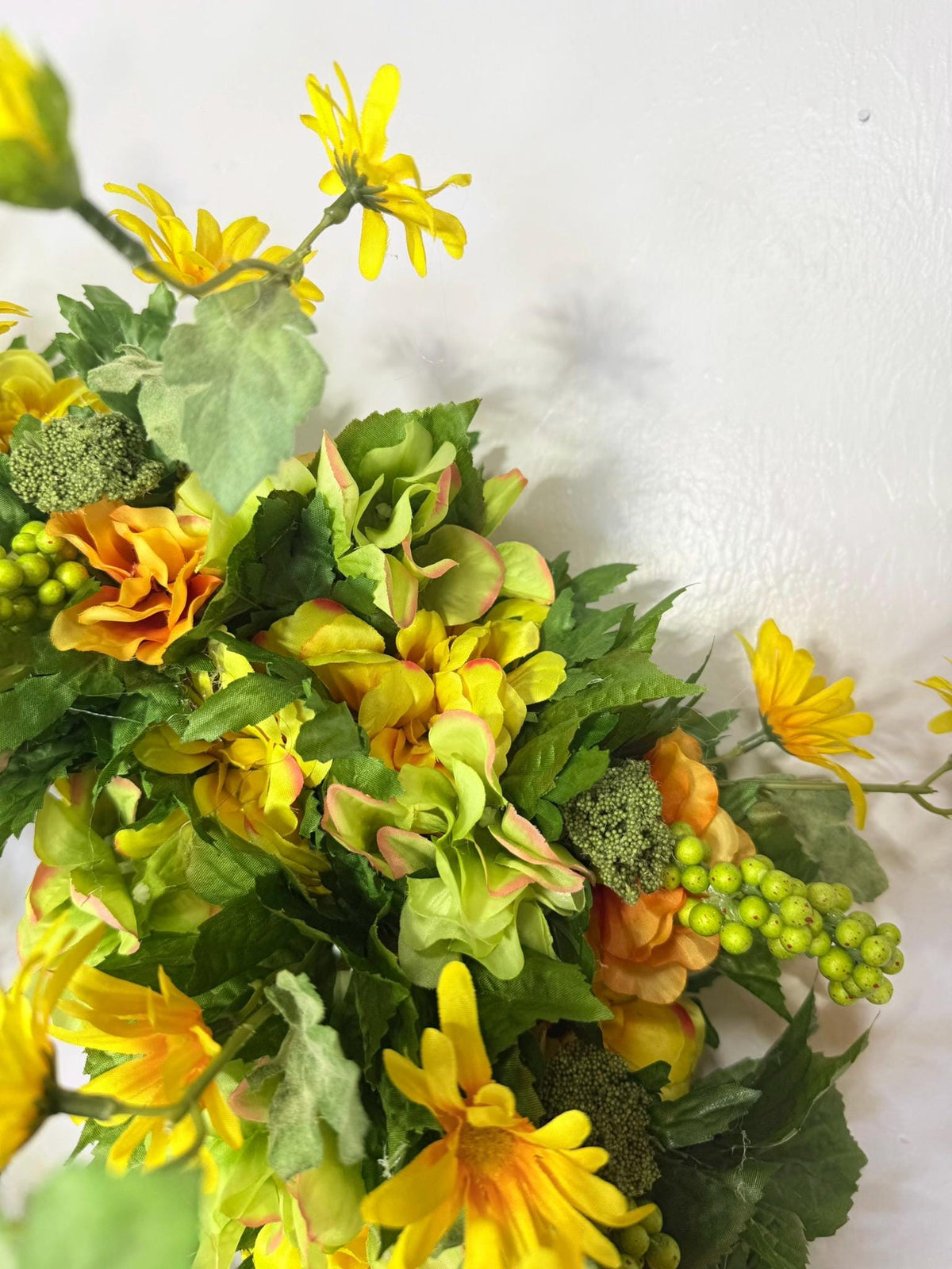 Yellow Wildflower Wreath, Green Hydrangea Front Door , Summer to Fall Floral  Cottage Garden Decor, Everyday