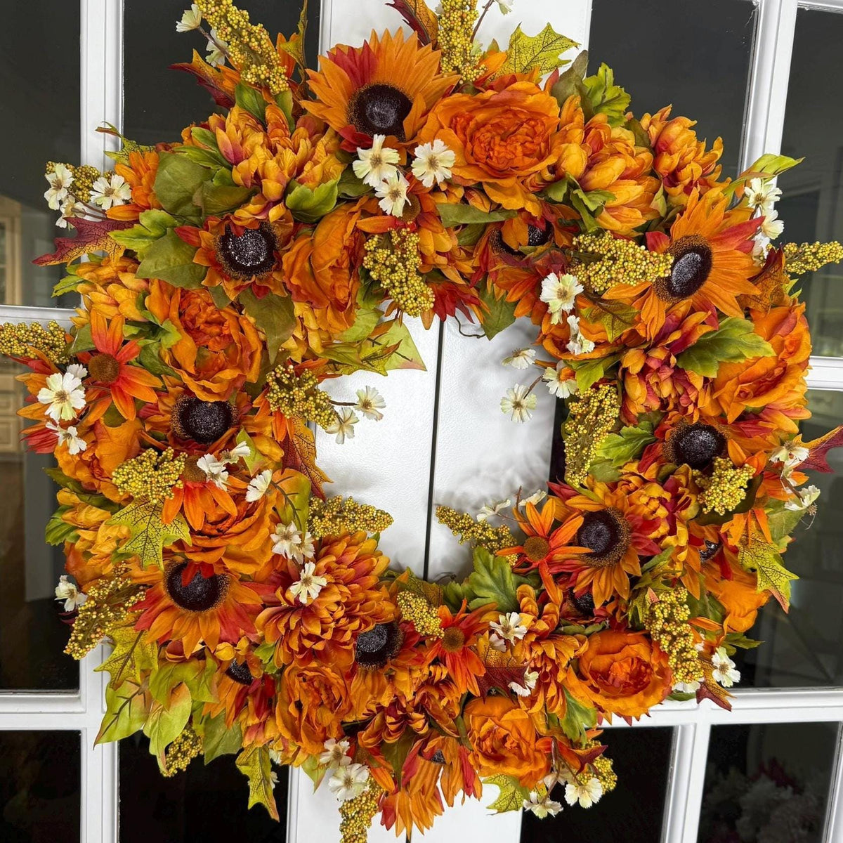 Autumn Harvest Wreath – Vibrant Sunflowers, Golden Blooms & Fall Foliage Door Décor