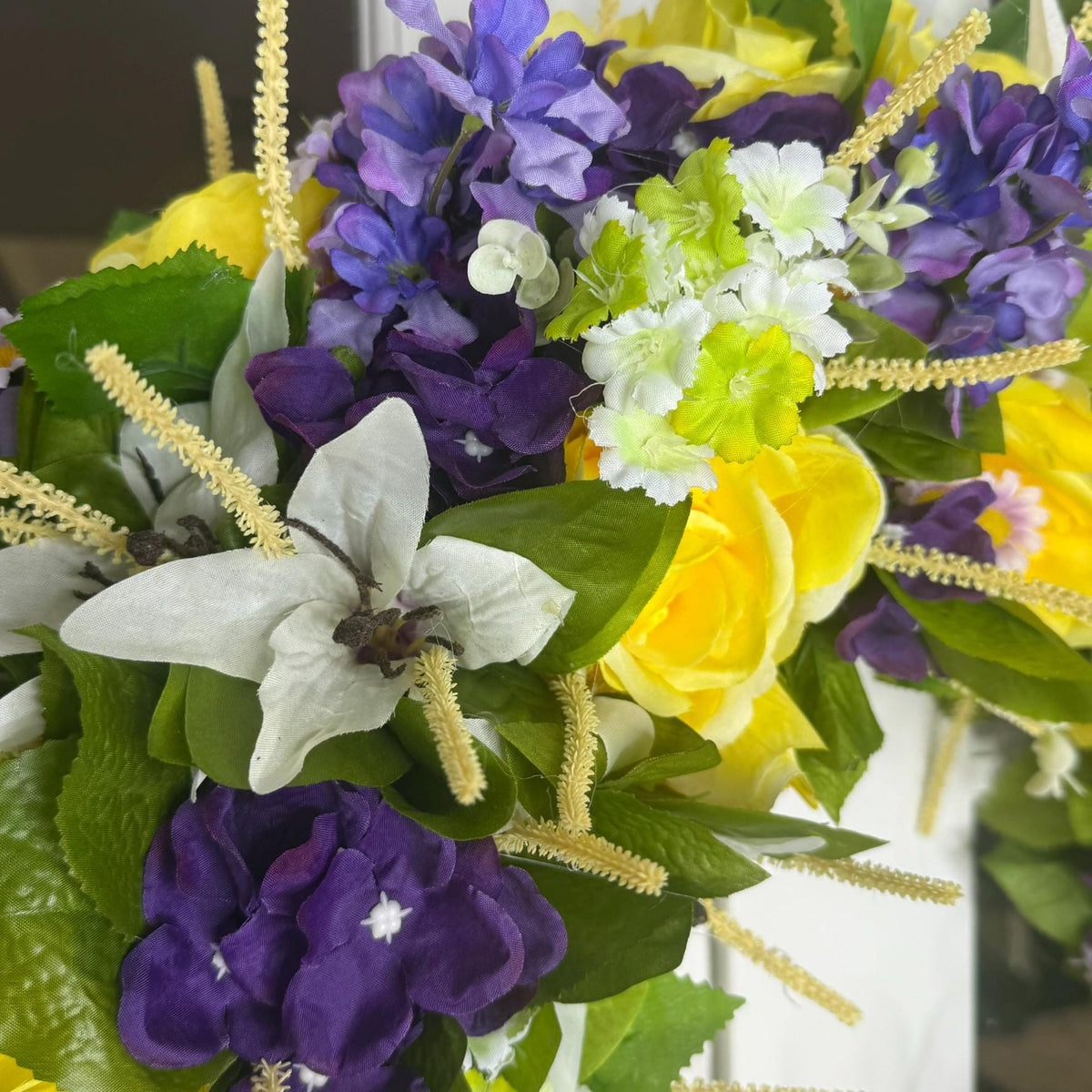Yellow Rose Hydrangea Wreath: Summer Floral Front Door Decor