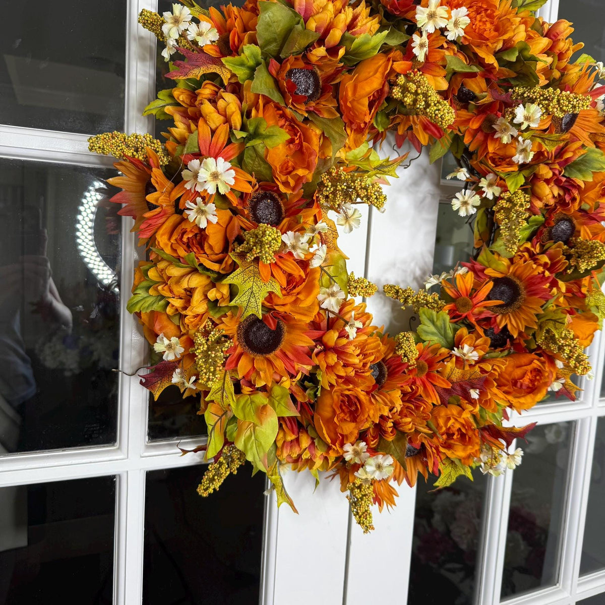 Autumn Harvest Wreath – Vibrant Sunflowers, Golden Blooms & Fall Foliage Door Décor