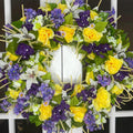 Yellow Rose Hydrangea Wreath: Summer Floral Front Door Decor