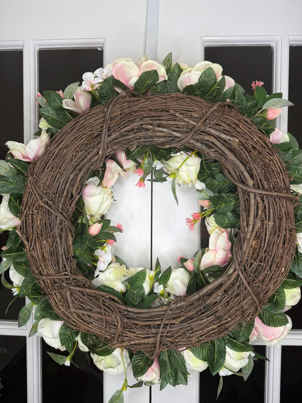 Blush and Ivory Garden Rose Wreath Belloura Spring Luxe Collection