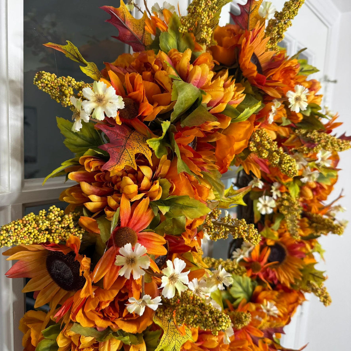Autumn Harvest Wreath – Vibrant Sunflowers, Golden Blooms & Fall Foliage Door Décor