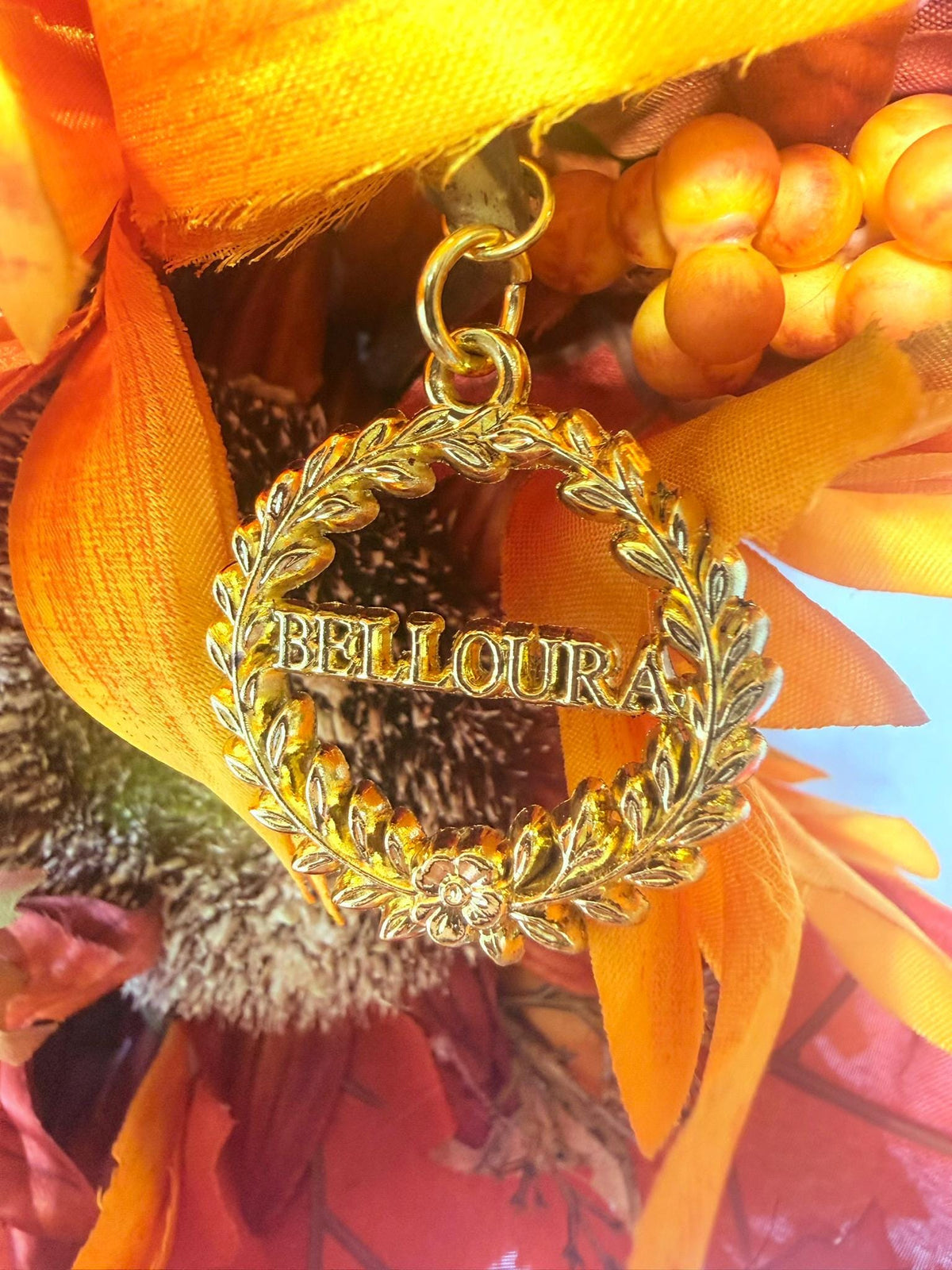 Luxury Autumn Sunflower Wreath for Front Door, Autumn Floral with Orange Sunflowers, Rustic Farmhouse Thanksgiving Decor