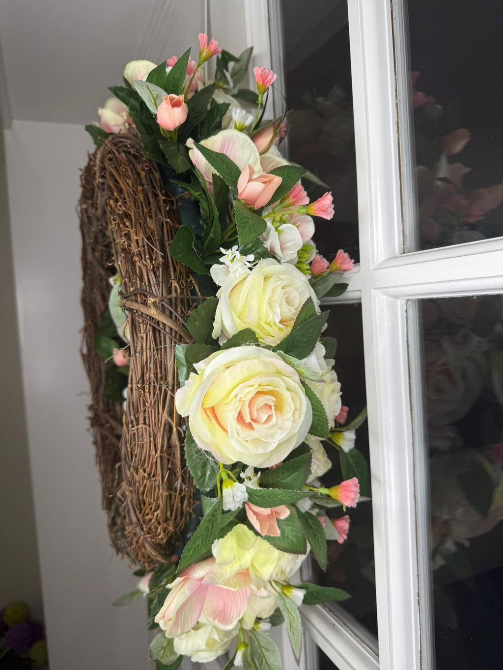 Blush and Ivory Garden Rose Wreath Belloura Spring Luxe Collection