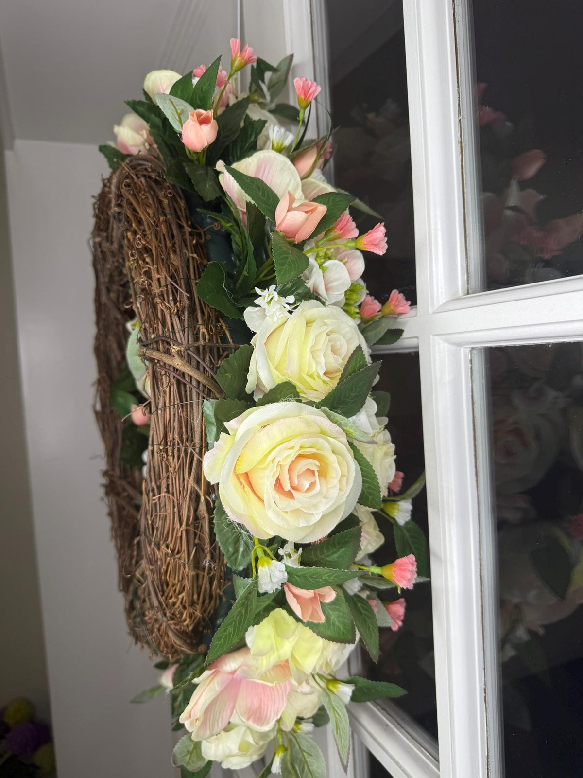 Blush and Ivory Garden Rose Wreath Belloura Spring Luxe Collection