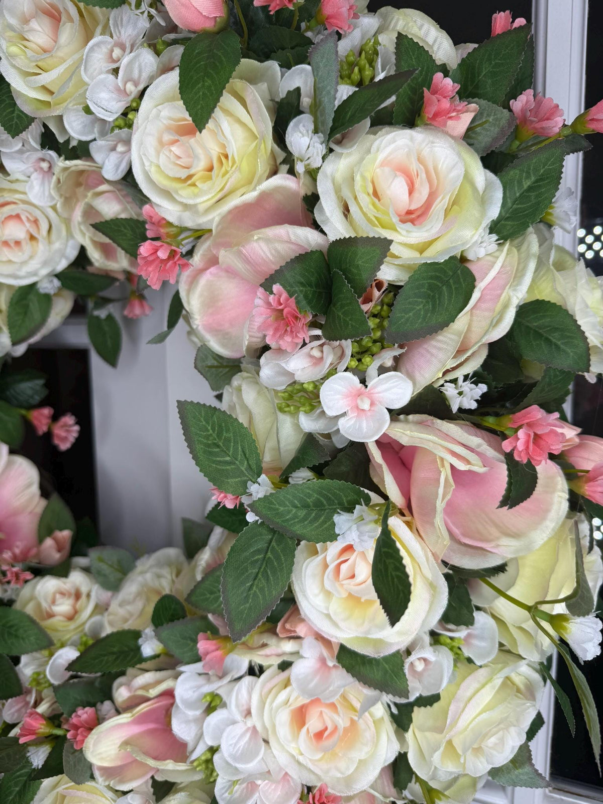 Blush and Ivory Garden Rose Wreath Belloura Spring Luxe Collection