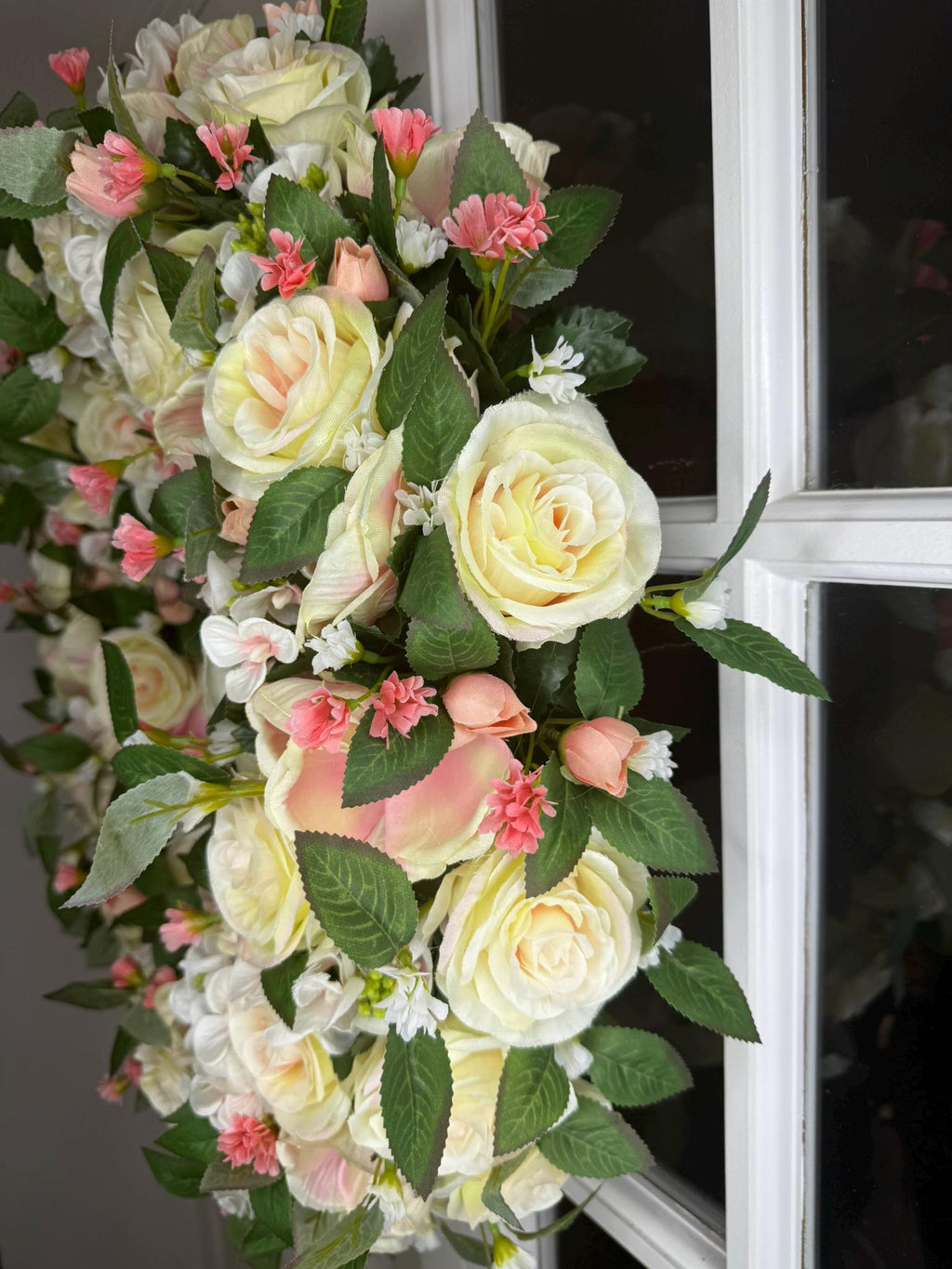 Blush and Ivory Garden Rose Wreath Belloura Spring Luxe Collection
